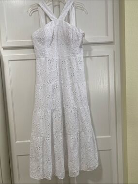 Lilly Pulitzer White Sealife Eyelet Halter Midi Dress NWT